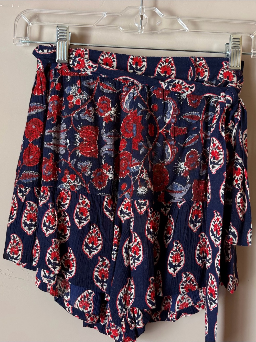 RAGA Navy Shorts with Red & White Floral Motif